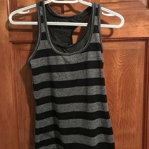 Grey and black striped work out tank